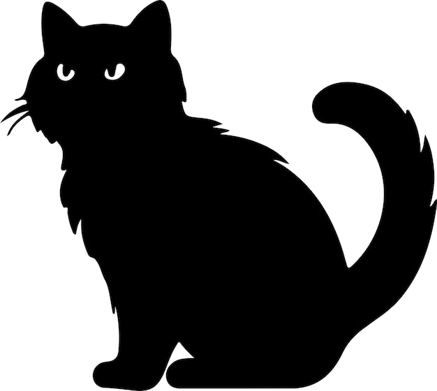 Vector silhueta negra de gato de pelo corto exótico con fondo transparente