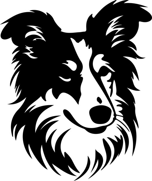 Vector silhueta negra del perro pastor de shetland con fondo transparente