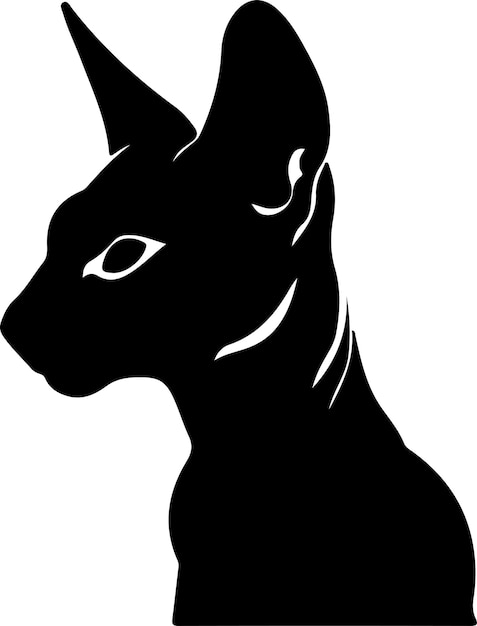 Vector silhueta negra de peterbald cat con fondo transparente