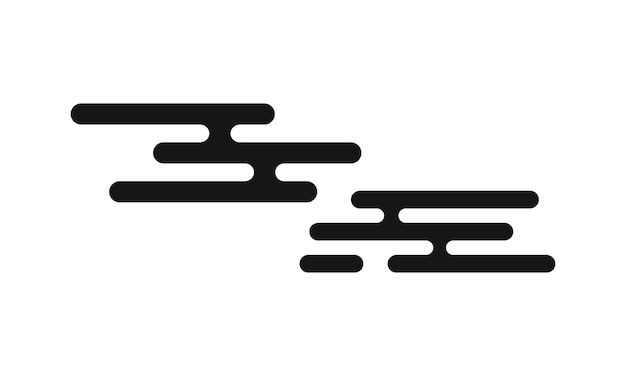 Silhueta de nube deformada de estilo vectorial japonés