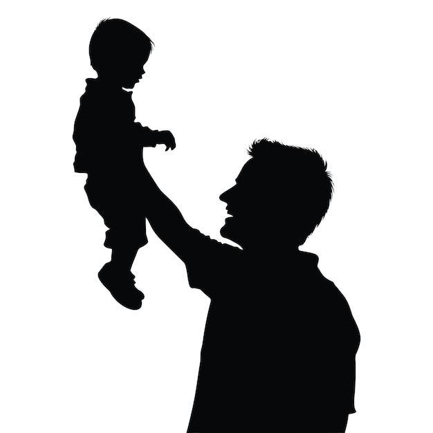 Silhueta de padre e hijo Una ilustración vectorial de Loving Bond