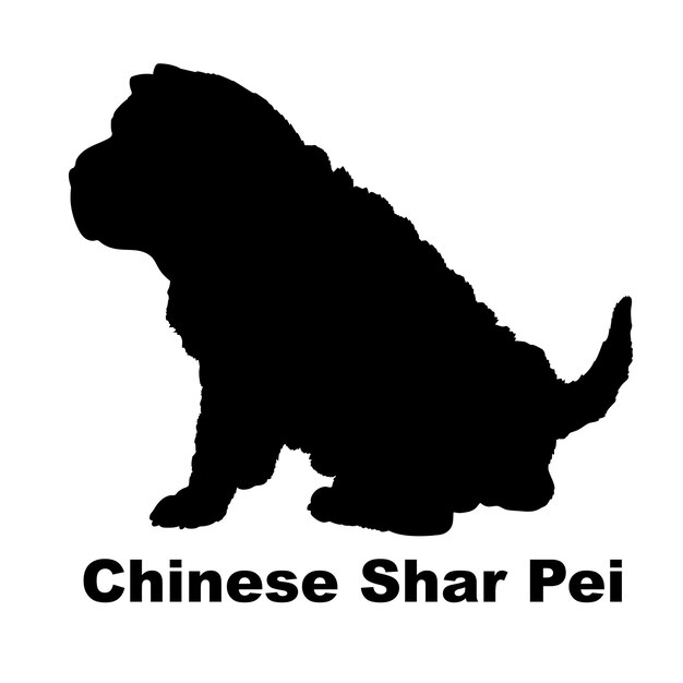 Vector silhueta de perro vector del monograma del logotipo del shar pei chino