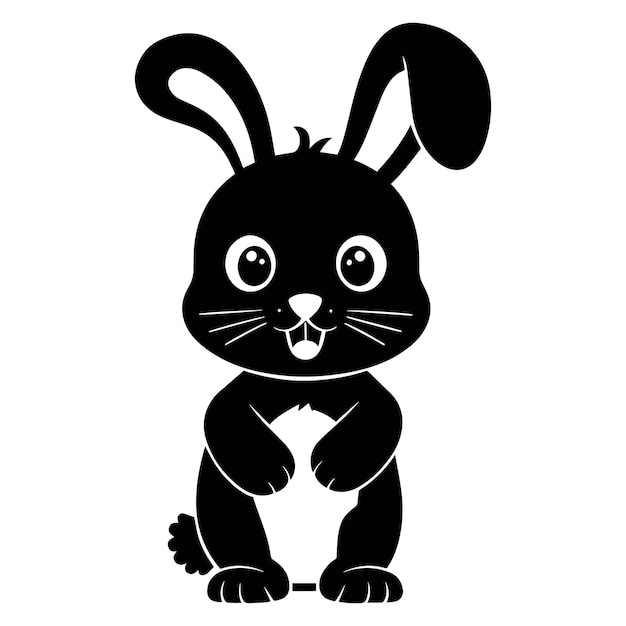 Silhueta de personaje de conejo lindo Vector aislado y logotipo de conejo o elemento de diseño vectorial de cartel
