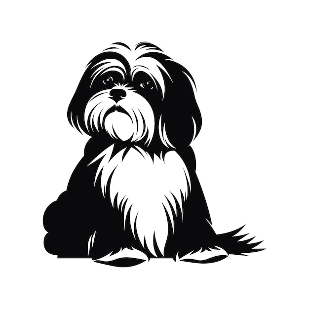 Silhueta personaje shih tzu perro lindo logotipo