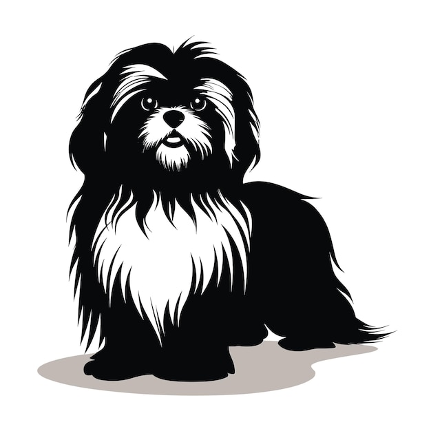 Vector silhueta personaje shih tzu perro lindo logotipo