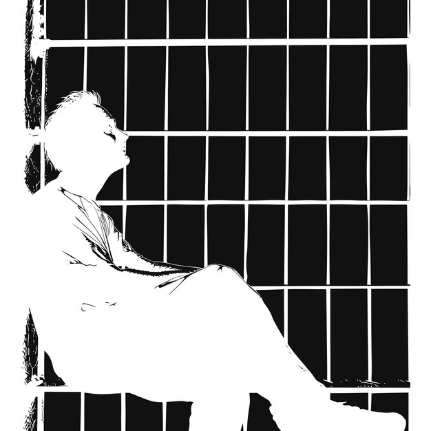 Vector silhueta prisionero en la cárcel color negro sólo todo el cuerpo
