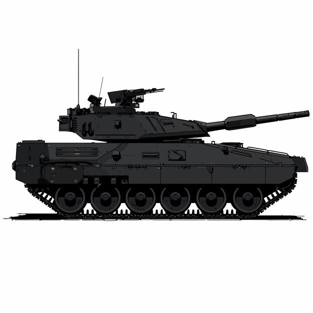 Vector silhueta del tanque medio de combate y vehículo de combate