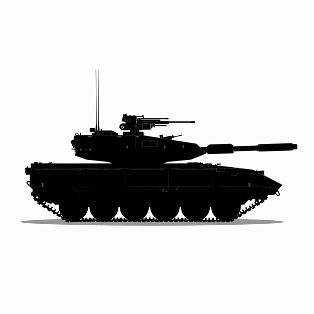 Vector silhueta del tanque medio de combate y vehículo de combate