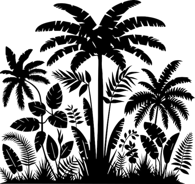Silhueta del vector de la selva en color negro 18