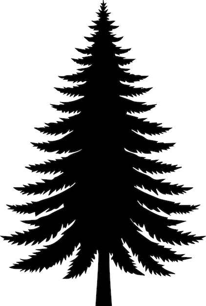 Vector silhueta vectorial del árbol de pino de color negro 16