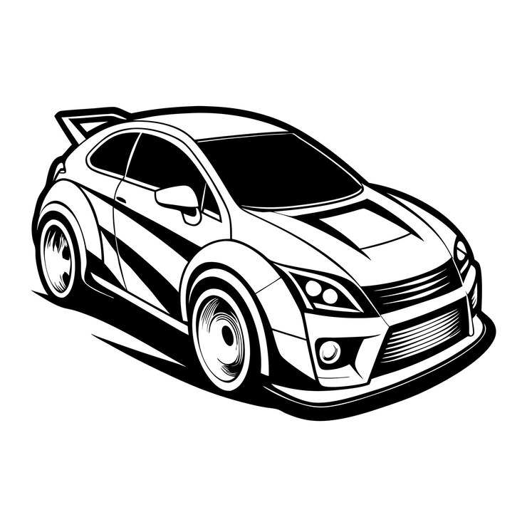 Silhueta vectorial de automóviles en blanco y negro