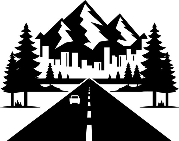 Vector silhueta vectorial de la carretera de color negro 11