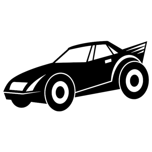 Silhueta vectorial del coche de carreras de pista de tierra fondo blanco 1