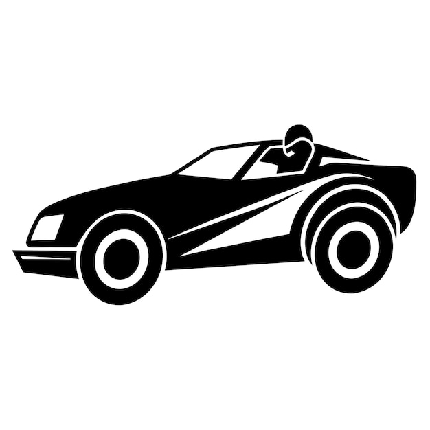 Silhueta vectorial del coche de carreras de pista de tierra fondo blanco 7