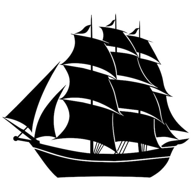 silhueta vectorial de gran velero silhueta de color negro silhueta fondo blanco 20