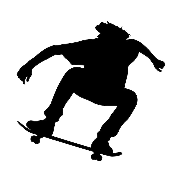Silhueta vectorial del hombre que hace skateboard Skateboarder