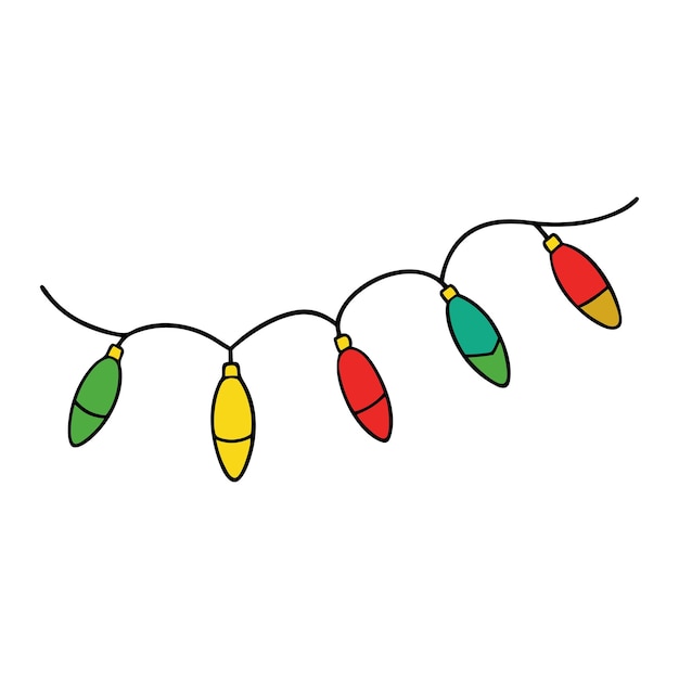 Silhueta vectorial de luces navideñas dibujada a mano