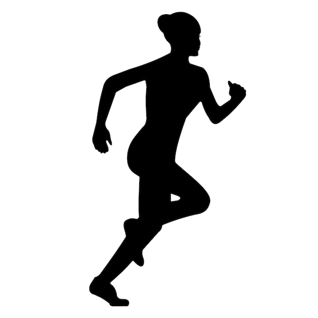 Silhueta vectorial de una mujer corriendo