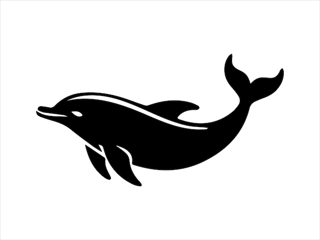 Silhueta de vida marina minimalista de Black Dolphin Vector para logotipos y diseño