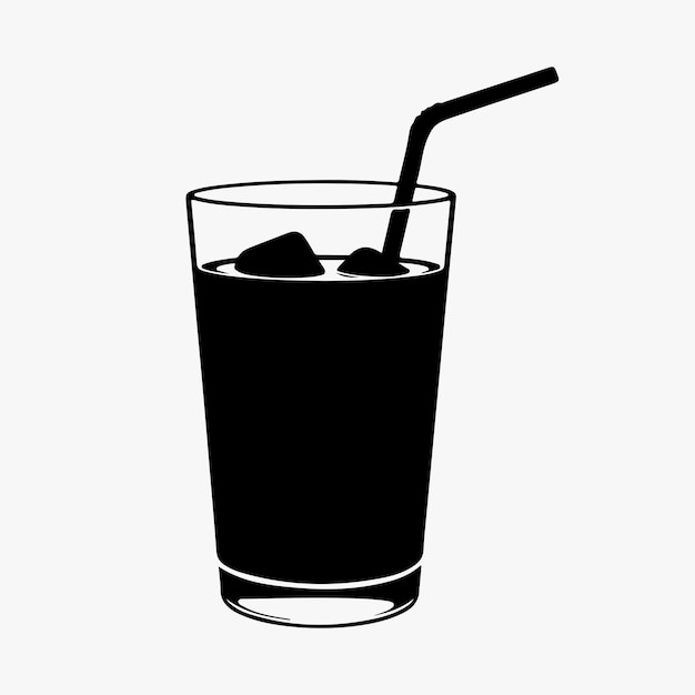 Silhueta de vidrio Beber hielo paja refrescante visual