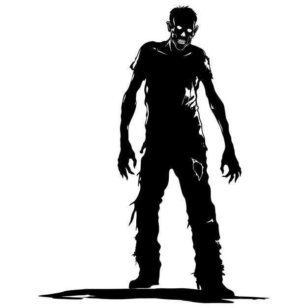 Vector silhueta zombi color negro sólo cuerpo completo