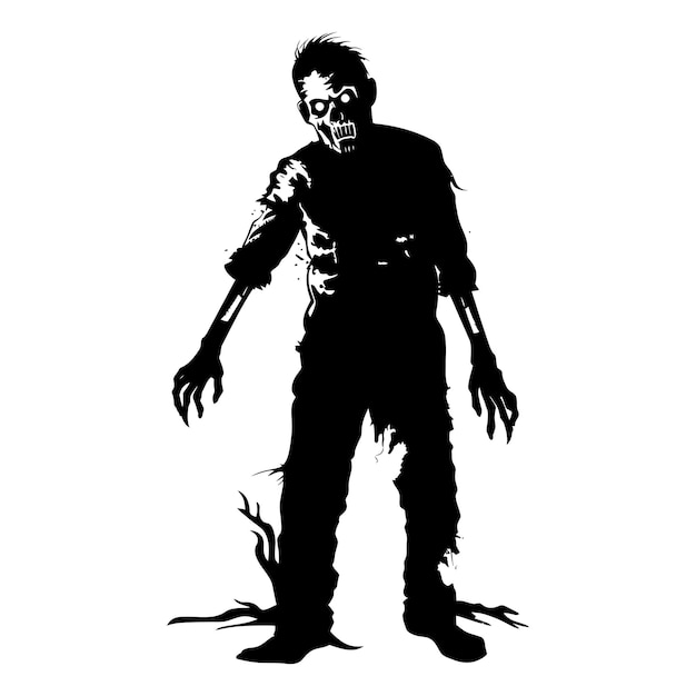 Vector silhueta zombi color negro sólo cuerpo completo