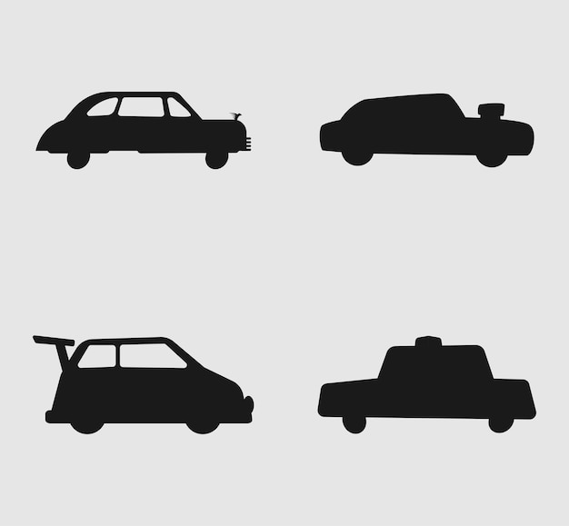 Silhuetas de automóviles clásicos y modernos