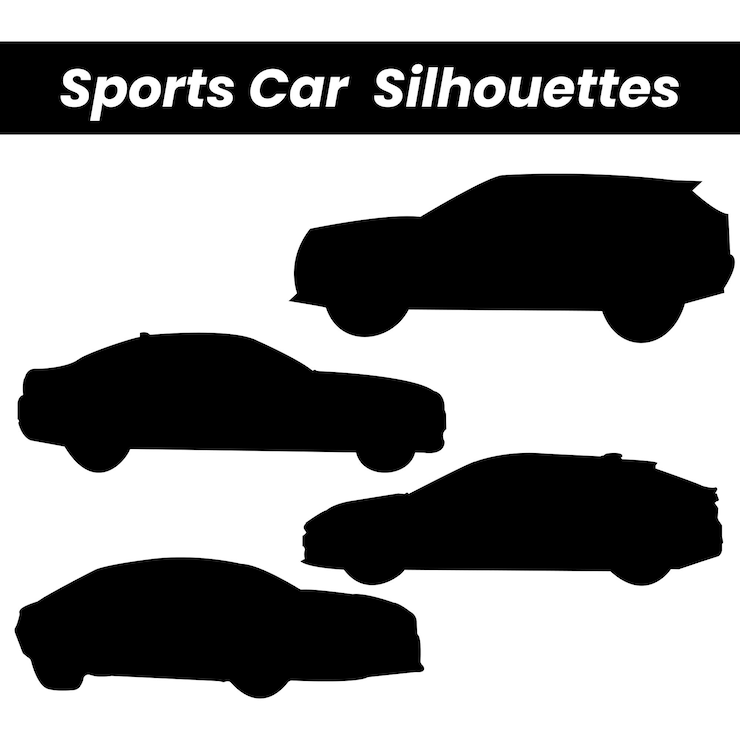 Vector silhuetas de coches sobre un fondo blanco