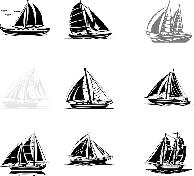 Silhuetas dinámicas de windsurf montan las olas con estos enérgicos diseños vectoriales