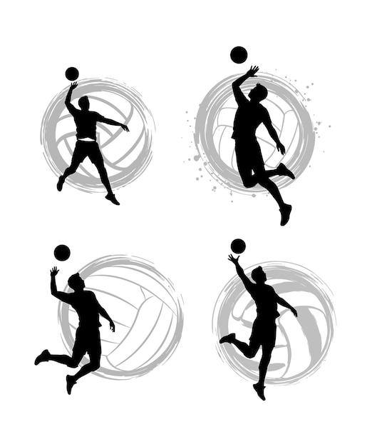 Silhuetas de jugadores de voleibol en acción