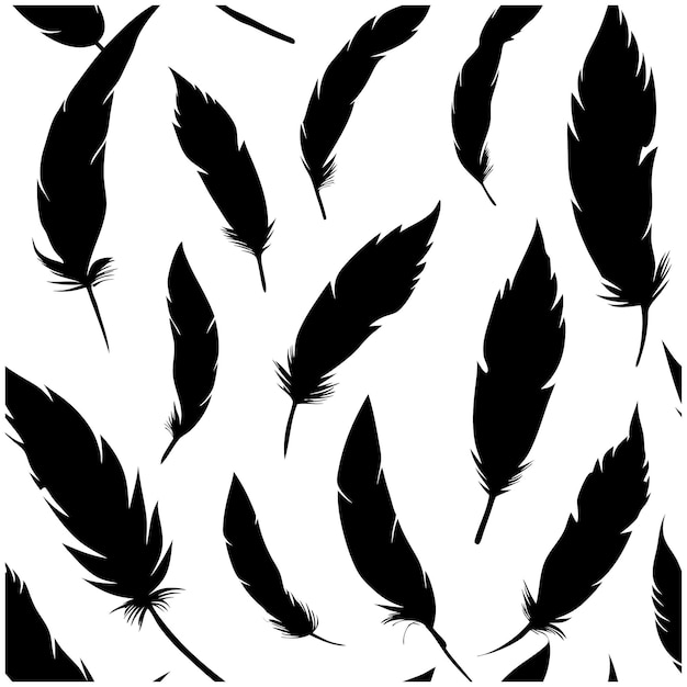 Silhuetas de plumas y plumas de plumas sin costuras
