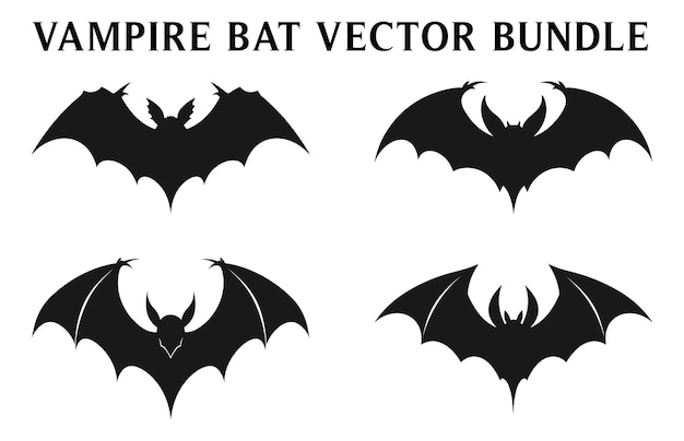 Silhuetas de vampiro de murciélago aterrador silhuetas voladoras de murciélago de halloween vector