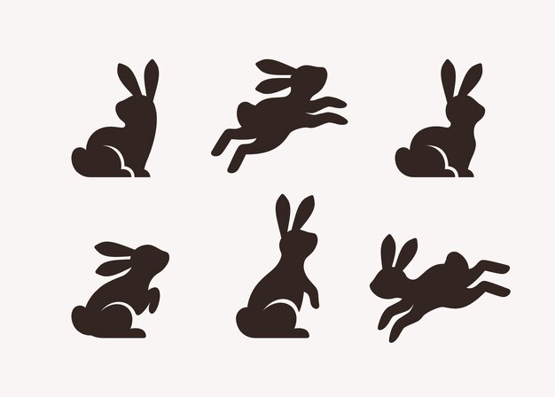 Silhuetas vectoriales aisladas del conejo de Pascua