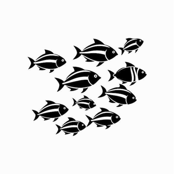 Silhuetas vectoriales de peces vibrantes Imagen de peces coloridos de alta calidad para diseño gráfico