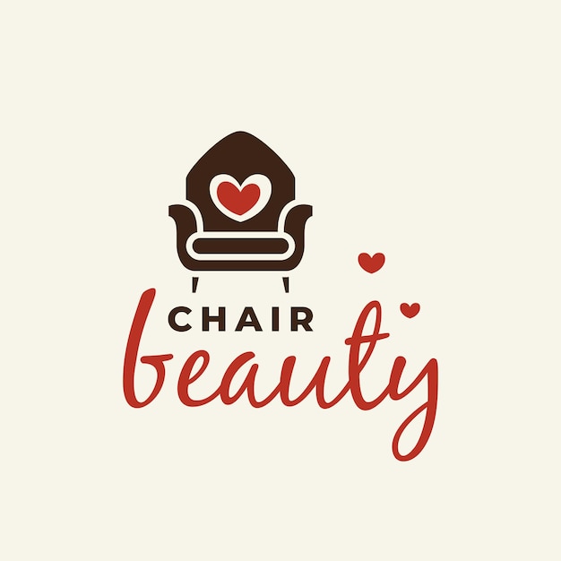 Silla amor muebles sofá de lujo corazón concepto logotipo diseño vector ilustración