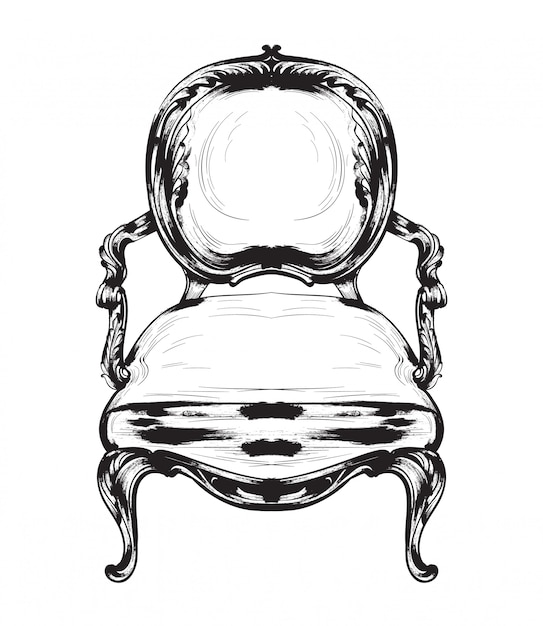 Vector silla barroca línea arte.