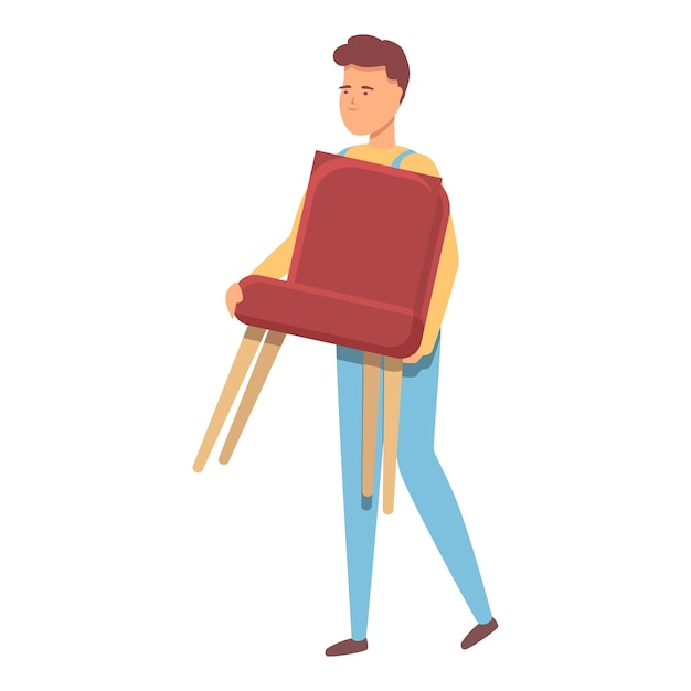 Silla casa reubicación icono dibujos animados vector Mover cuadro Nuevo movimiento