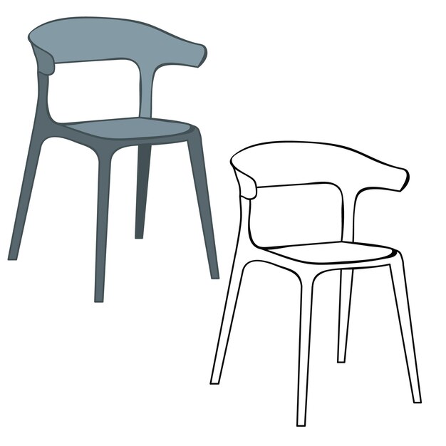 Silla de contorno sobre fondo blanco.