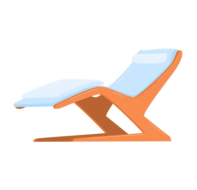 Silla dental moderna azul y naranja aislada en equipos dentales blancos e ilustración de muebles