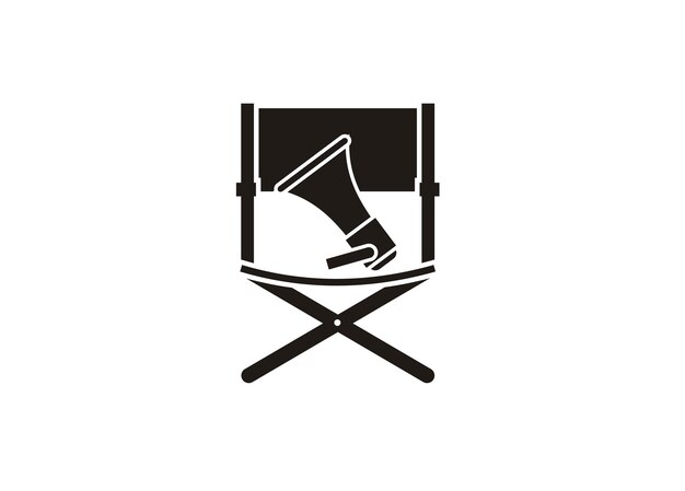 Silla del director de cine Ilustración simple en blanco y negro