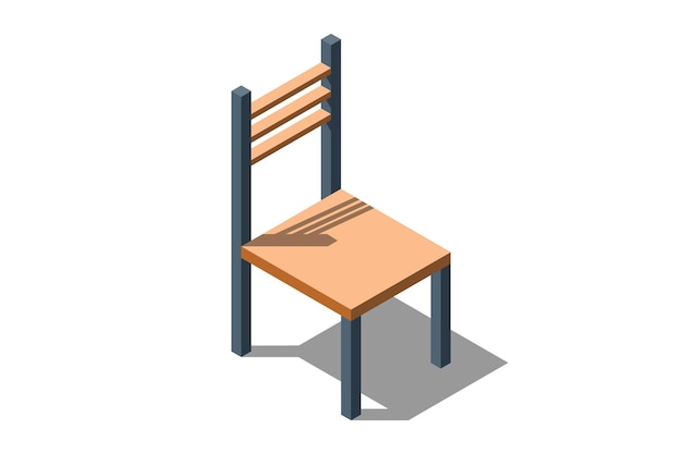 Silla isométrica Silla de madera Icono de silla en estilo isométrico Muebles isométricos Ilustración vectorial