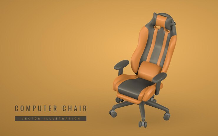 Vector silla de juego de computadora 3d realista en estilo de dibujos animados concepto de equipo de computadora ilustración vectorial