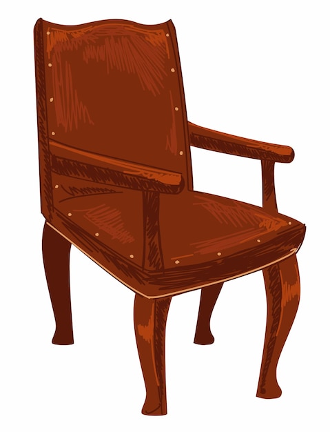 Vector silla de madera anticuada mobiliario de época