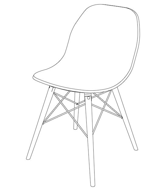 Silla moderna de vector con asiento de plástico