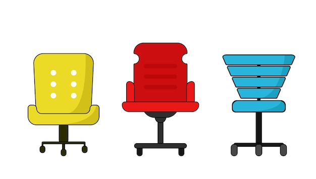 Silla de oficina o muebles de silla de escritorio para interior en diseño plano ilustración vectorial