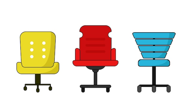 Silla de oficina o muebles de silla de escritorio para Interior en diseño plano Ilustración vectorial