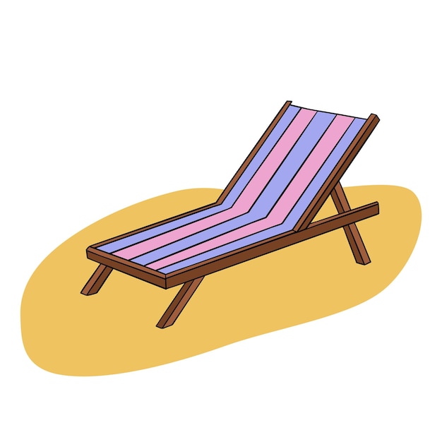 Silla de playa en la arena Muebles al aire libre de verano para la relajación Colecciones de elementos dibujados a mano