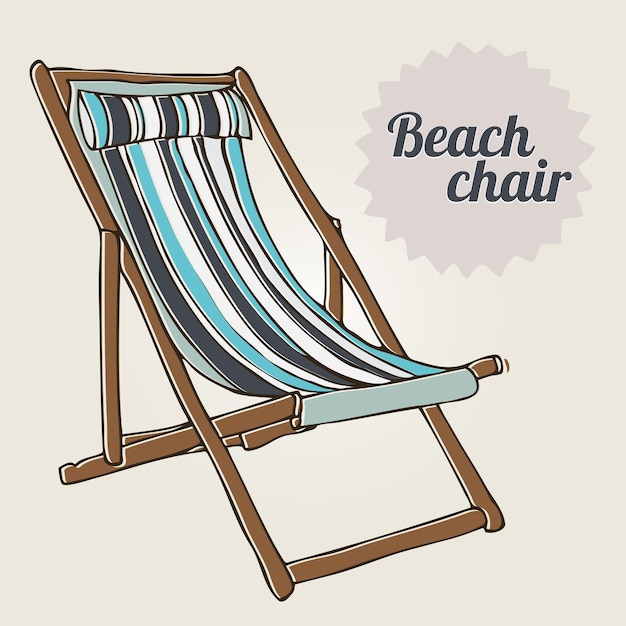 Vector silla de playa de ilustración vintage