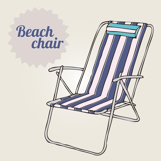 Silla de playa de ilustración vintage