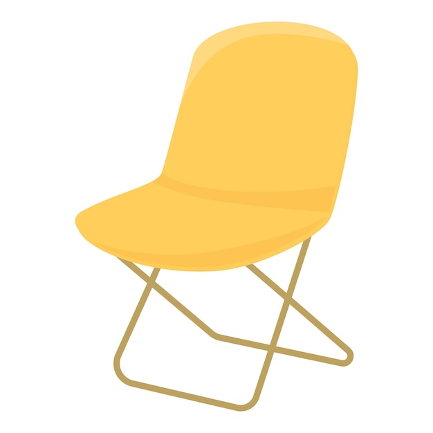 Silla plegable amarilla de pie sobre un fondo blanco